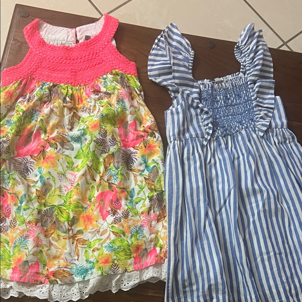 Floral and Striped Kids Dress Set